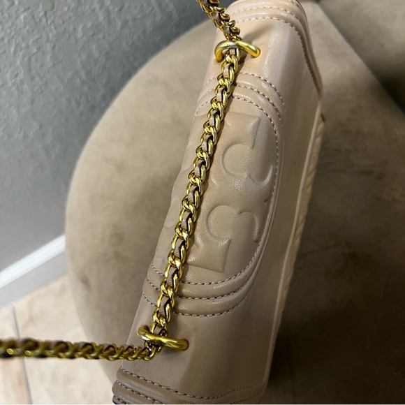 Tory Burch Fleming Convertible Shoulder Bag Shell Pink Quilted Leather - Picture 8 of 10